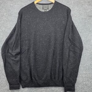 Nordstrom Mens Shop 100% Cashmere Sweater Charcoal Grey Speckled Donegal Large